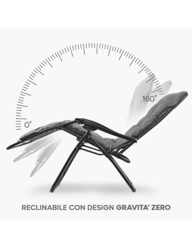 Sedia Sdraio Pieghevole con Cuscino Gravità...