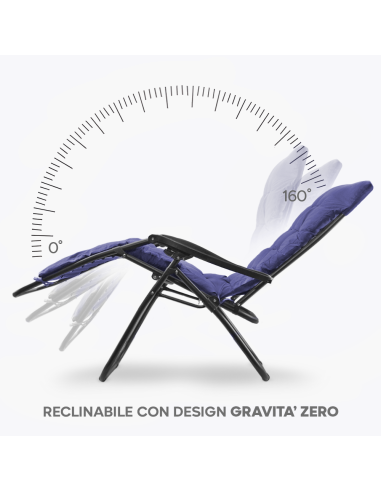 Sedia Sdraio Pieghevole con Cuscino Gravità...