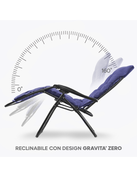Sedia Sdraio Pieghevole con Cuscino Gravità Zero Poltrona Schienale Reclinabile