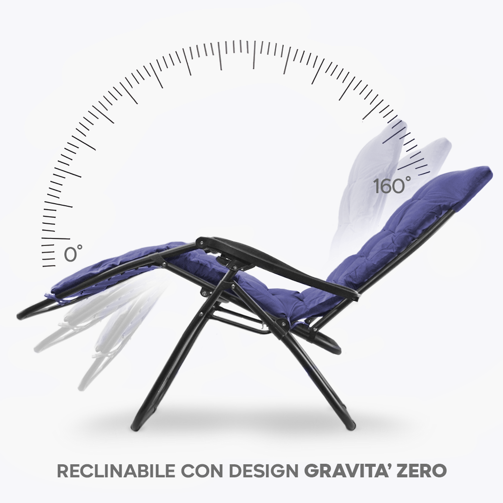 2pz Sedia Sdraio Pieghevole Cuscino Gravità Zero Poltrona Schienale Reclinabile - Foto 27 di 49