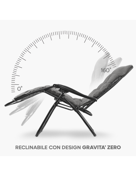 2pz Sedia Sdraio Pieghevole Cuscino Gravità Zero Poltrona Schienale Reclinabile