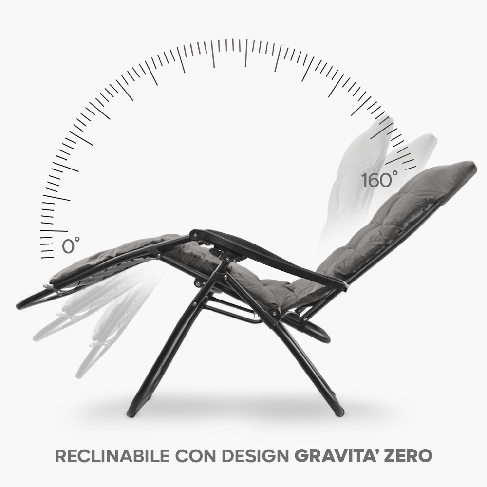 2pz Sedia Sdraio Pieghevole Cuscino Gravità Zero Poltrona Schienale Reclinabile - Foto 15 di 49
