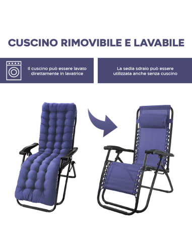 2pz Sedia Sdraio Pieghevole Cuscino Gravità...