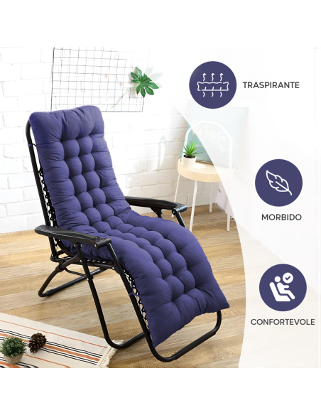 2pz Sedia Sdraio Pieghevole Cuscino Gravità Zero Poltrona Schienale Reclinabile