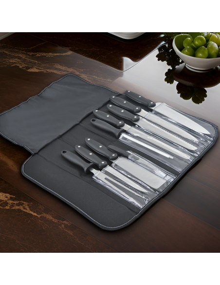 Set 9 Coltelli da Cucina con Custodia Professionali in Acciaio Inox Multiuso
