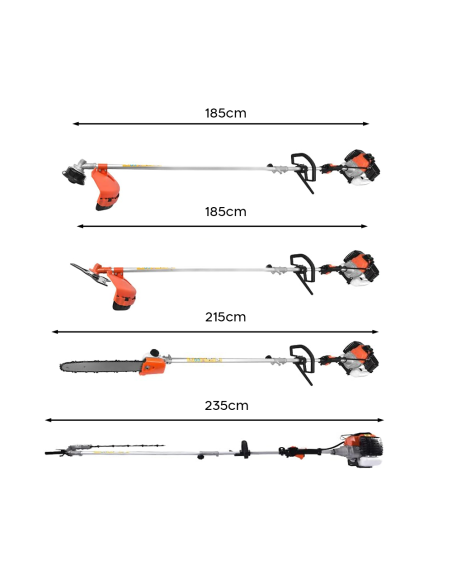Decespugliatore Tagliabordi 4 in 1 52cc Motore Benzina 2 Tempi Multifunzione