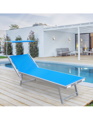 Lettino Prendisole LUXURIOUS Parasole Alluminio...