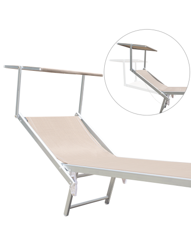 2pz Lettino Prendisole Mare LUXURIOUS Parasole...