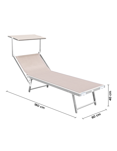 2pz Lettino Prendisole Mare LUXURIOUS Parasole...