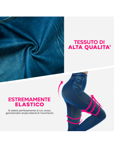 Leggings Donna Effetto Jeans Elasticizzato...