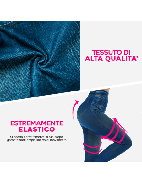 Leggings Donna Effetto Jeans Elasticizzato GIADA Modellante Jeggings Slim Fit