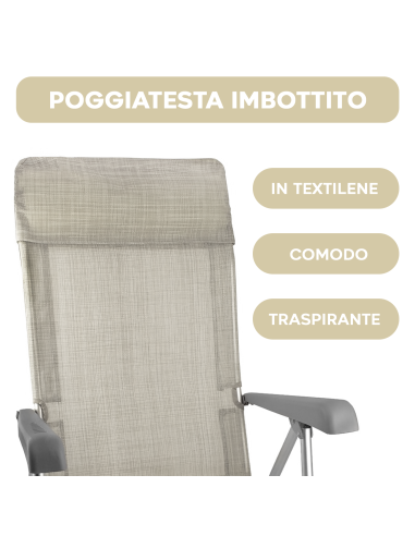 Sedia Sdraio Pieghevole con Braccioli Schienale...