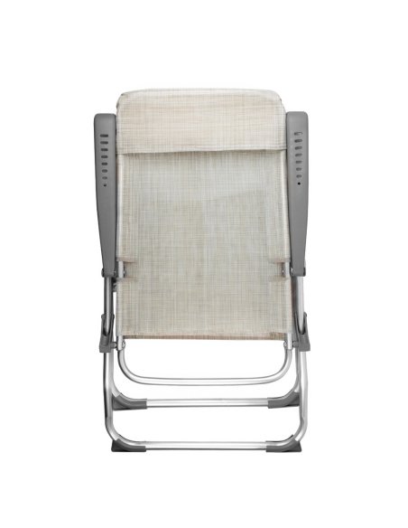 Sedia Sdraio Pieghevole con Braccioli Schienale Reclinabile Alluminio Textilene