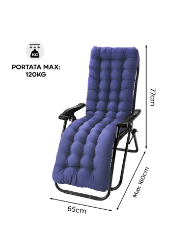 2pz Sedia Sdraio Pieghevole Cuscino Gravità...