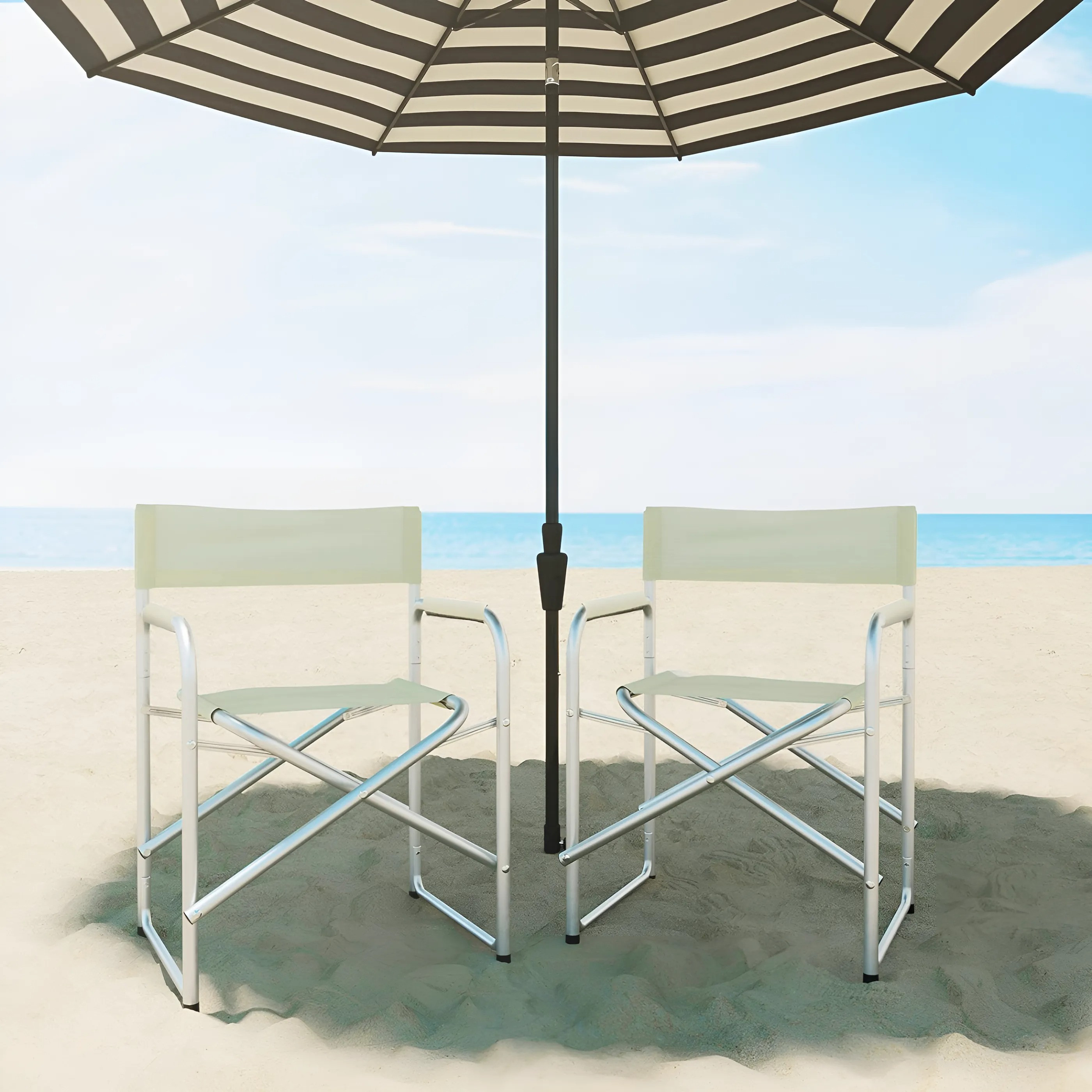 Set 2pz Sedia Regista in Alluminio e Textilene Pieghevole da Campeggio 82x57x55 - Foto 15 di 32