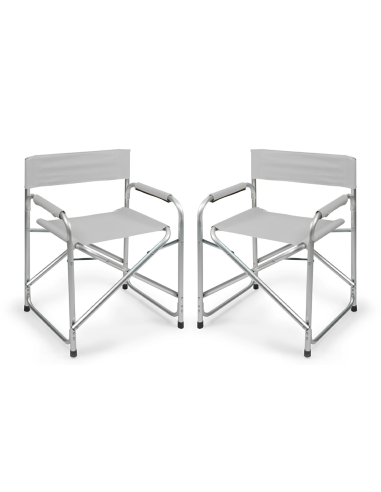 Set 2pz Sedia Regista in Alluminio e Textilene Pieghevole da Campeggio 82x57x55