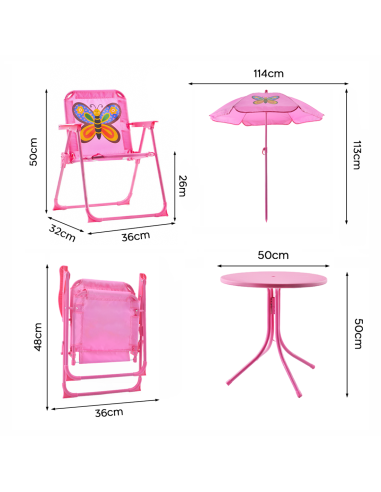 Set Giardino Bambina 4pz Tavolo e Sedie con...