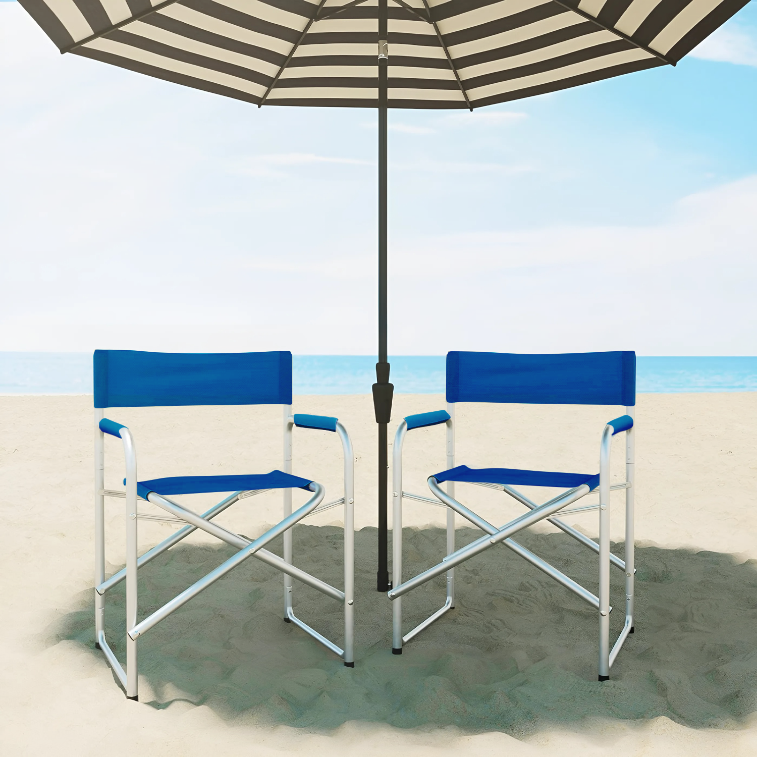 Set 2pz Sedia Regista in Alluminio e Textilene Pieghevole da Campeggio 82x57x55 - Foto 21 di 32