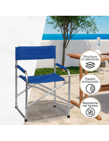 Sedia Regista Alluminio Pieghevole per Spiaggia...