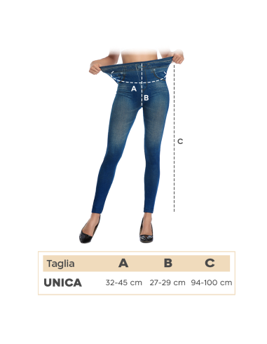 Leggings Donna Effetto Jeans Elasticizzato...