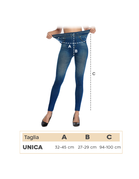 Leggings Donna Effetto Jeans Elasticizzato GIADA Modellante Jeggings Slim Fit