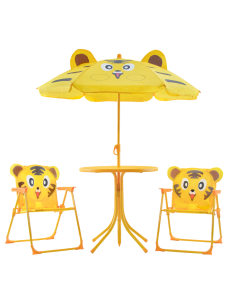 Set Giardino Bambini 4pz Tavolo Sedie e Ombrellone Giallo...