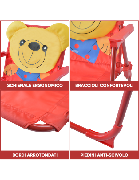 Set Giardino Bambini 4pz Tavolo Sedie e Ombrellone Regolabile Rosso 3-6 Anni