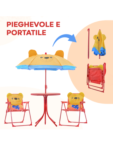 Set Giardino Bambini 4pz Tavolo Sedie e...