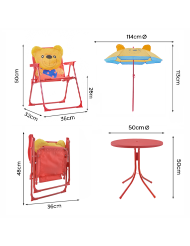 Set Giardino Bambini 4pz Tavolo Sedie e...