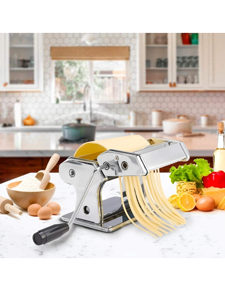 Mini Macchina per Pasta Fresca Manuale Acciaio 7 Regolazioni Lasagne Fettuccine