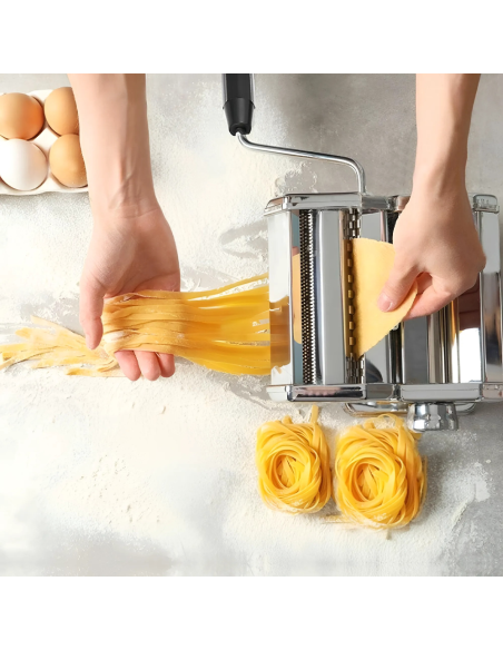Mini Macchina per Pasta Fresca Manuale Acciaio 7 Regolazioni Lasagne Fettuccine