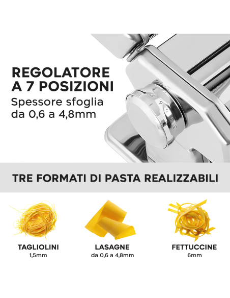 Mini Macchina per Pasta Fresca Manuale Acciaio 7 Regolazioni Lasagne Fettuccine