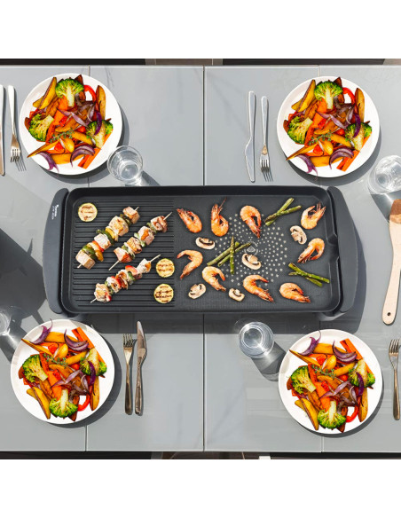 Piastra Elettrica Alluminio Bistecchiera Antiaderente 2200W Extralarge 65.5x29cm
