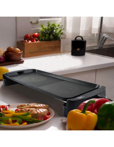 Piastra Elettrica Alluminio Bistecchiera Antiaderente 2200W Extralarge 65.5x29cm