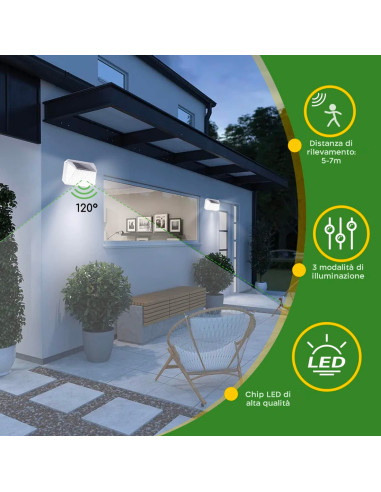 Lampada Solare LED da Parete Applique Luce...