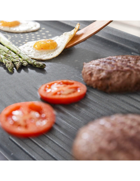 Piastra Elettrica Alluminio Bistecchiera Antiaderente 2200W Extralarge 65.5x29cm