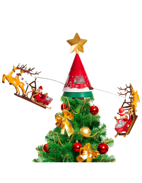 Puntale Rotante per Albero di Natale Girevole a 360° Luci Suoni e Movimento