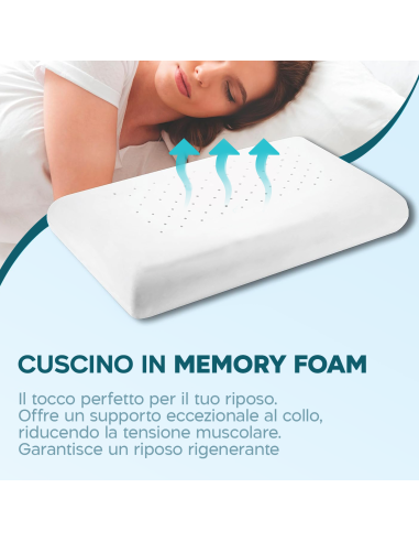 2pz Guanciale Memory Foam Cervicale Alto 11cm...