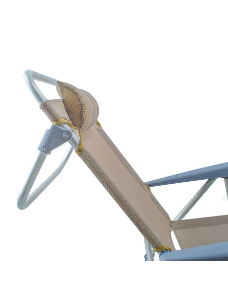 2pz Sedia Sdraio Spiaggina Mare Textilene con Cuscino Reclinabile in Alluminio