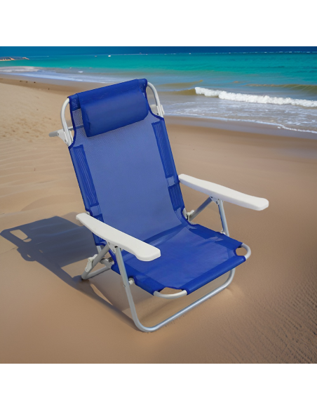2pz Sedia Sdraio Spiaggina Mare Textilene con Cuscino Reclinabile in Alluminio