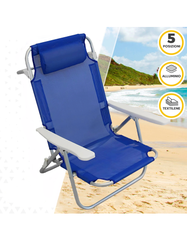 Spiaggina Mare Sdraio Alta Con Cuscino Per Campeggio Spiaggia Piscina Giardino 83017008