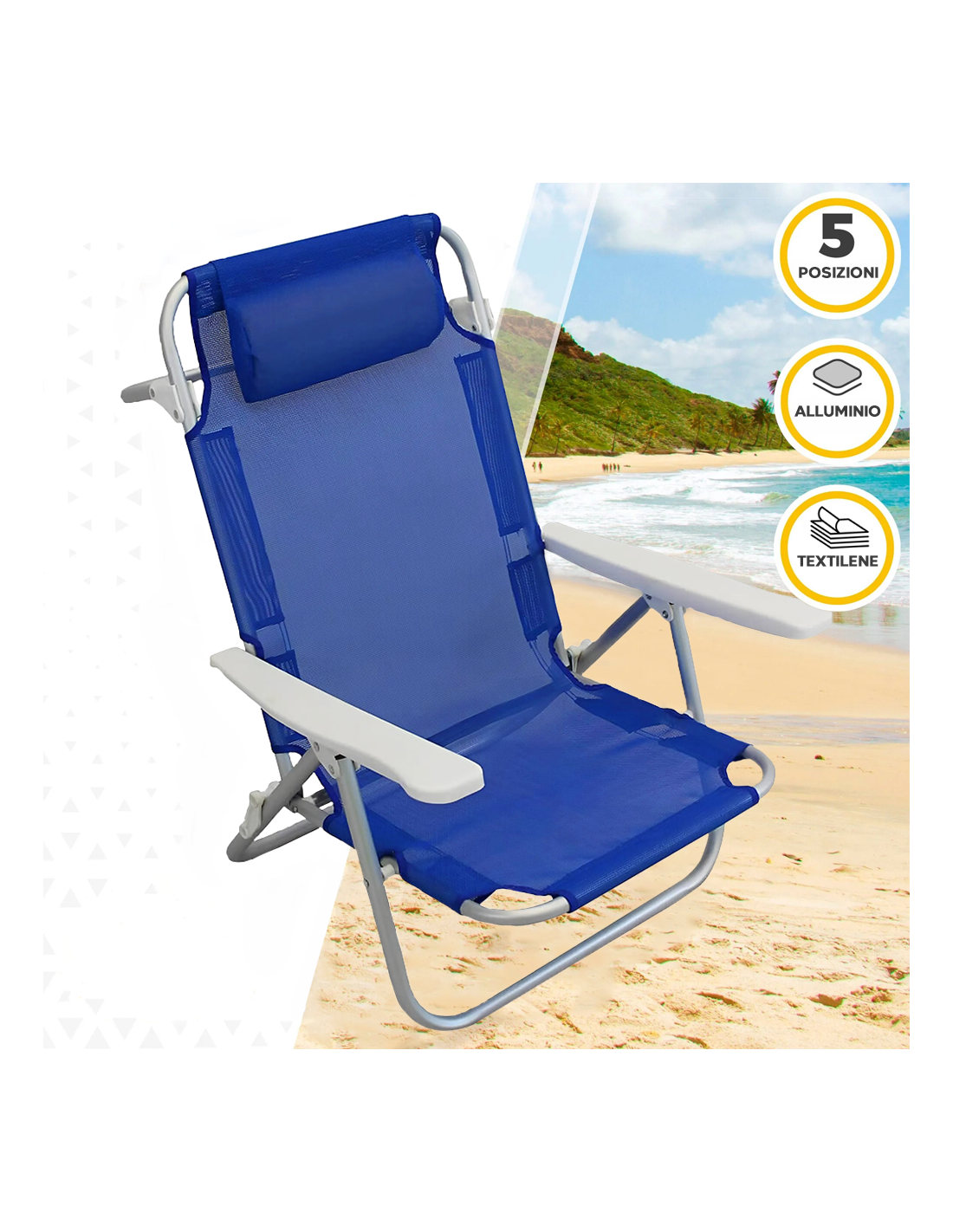 Alluminio Resistente Spiaggina Reclinabile In Alluminio Con