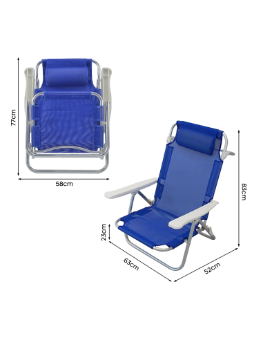 2pz Sedia Sdraio Spiaggina Mare Textilene con...
