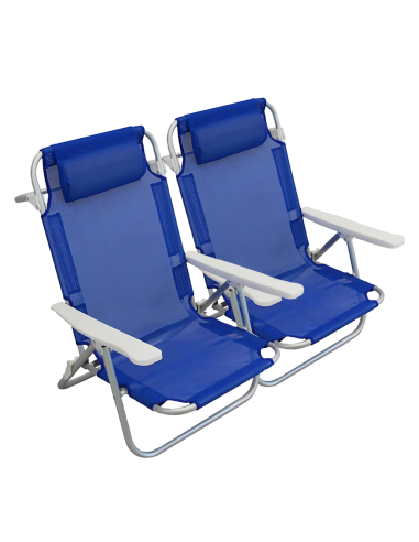 2pz Sedia Sdraio Spiaggina Mare Textilene con...