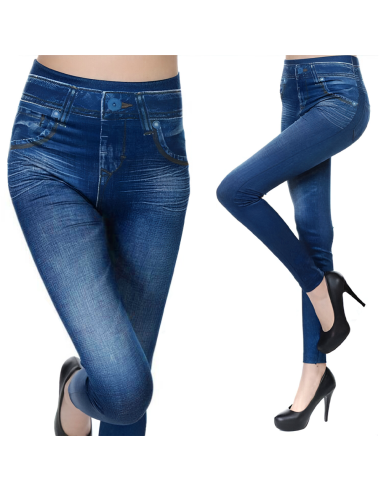3pz Leggings Donna Effetto Jeans GIADA 2 Neri 1...