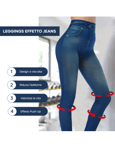 3pz Leggings Donna Effetto Jeans GIADA 2 Neri 1...