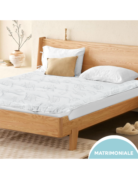 Topper Coprimaterasso Matrimoniale 7cm 160x190cm in Memory Foam con Elastici
