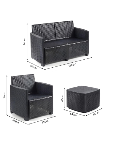 Set Giardino Salotto COMO Divano Poltrone...