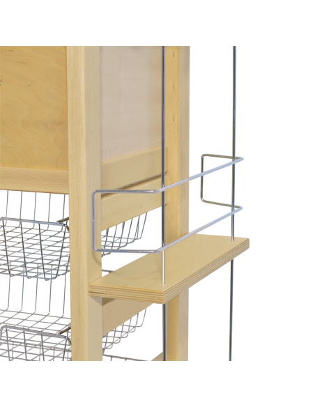 Carrello Portapane 3 Cassetti Portabottiglie con Ruote MAS033 Naturale 57x38x82