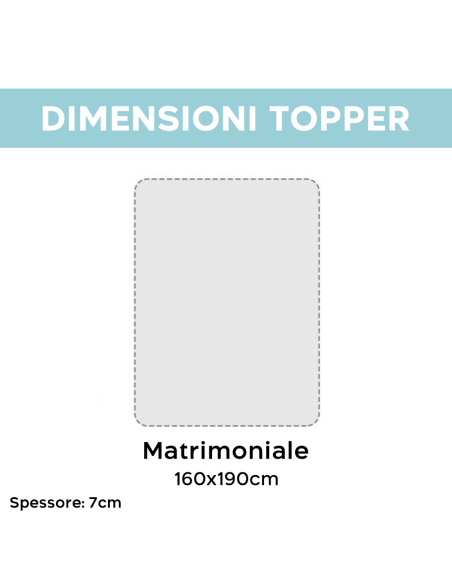Topper Coprimaterasso Matrimoniale 7cm 160x190cm in Memory Foam con Elastici